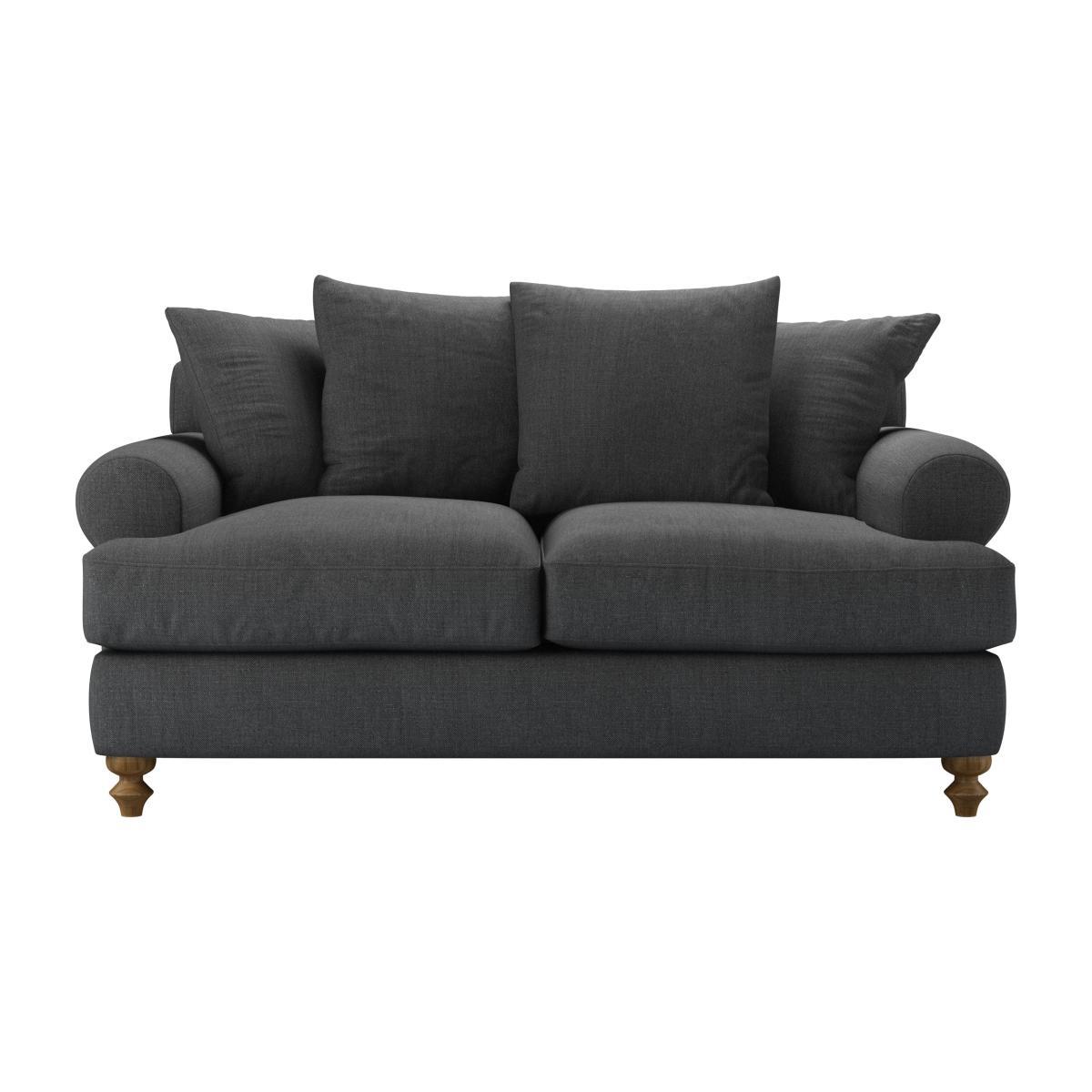 Teddy 2 Seat Sofa Bed in Charcoal Brushed Linen Cotton - sofa.com – image 1