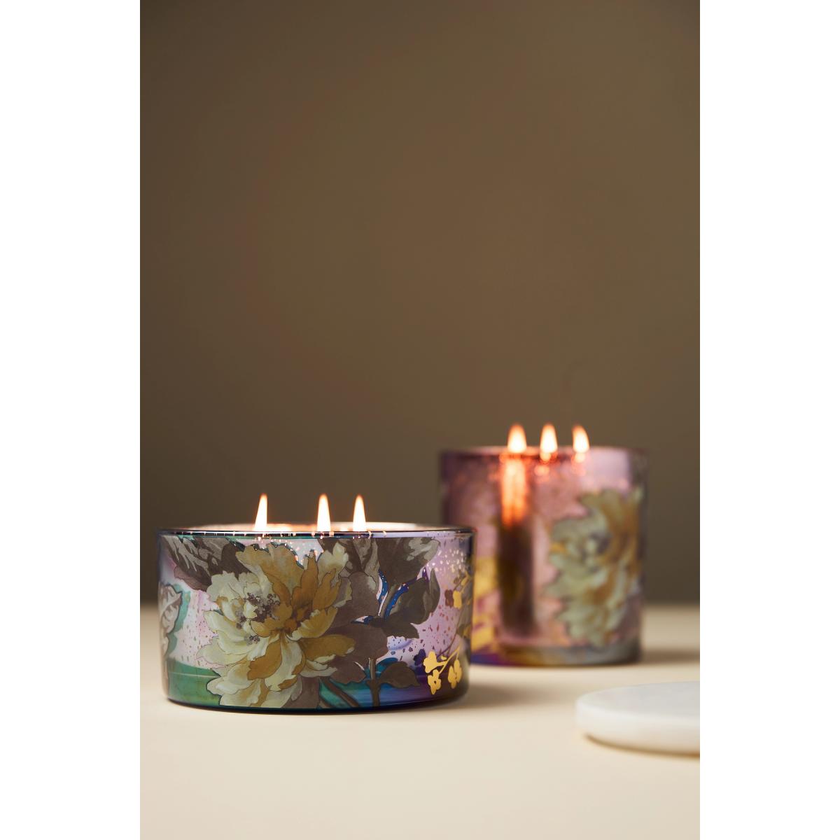 Ada Floral Sueded Rose Glass Candle – image 2