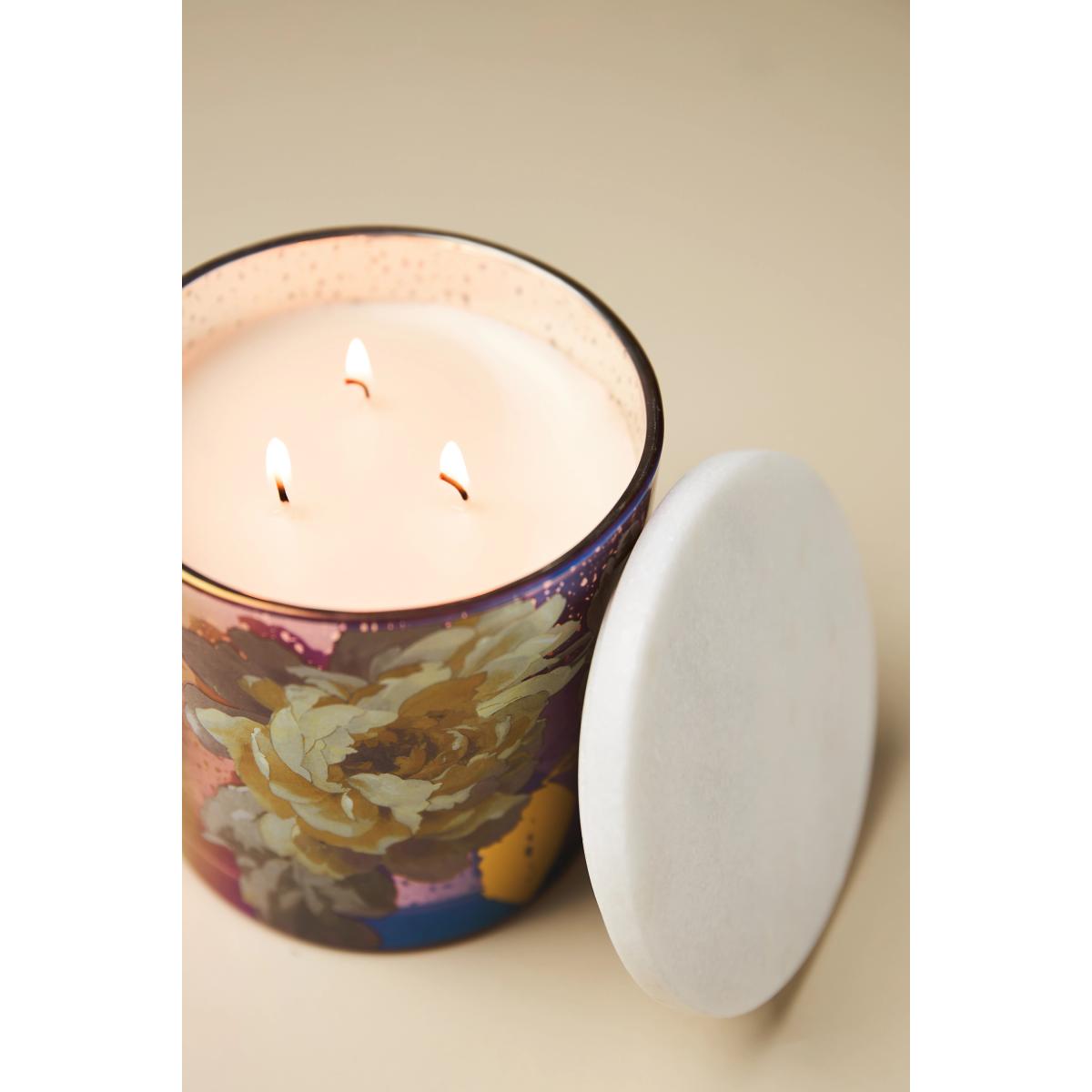 Ada Floral Sueded Rose Glass Candle – image 3
