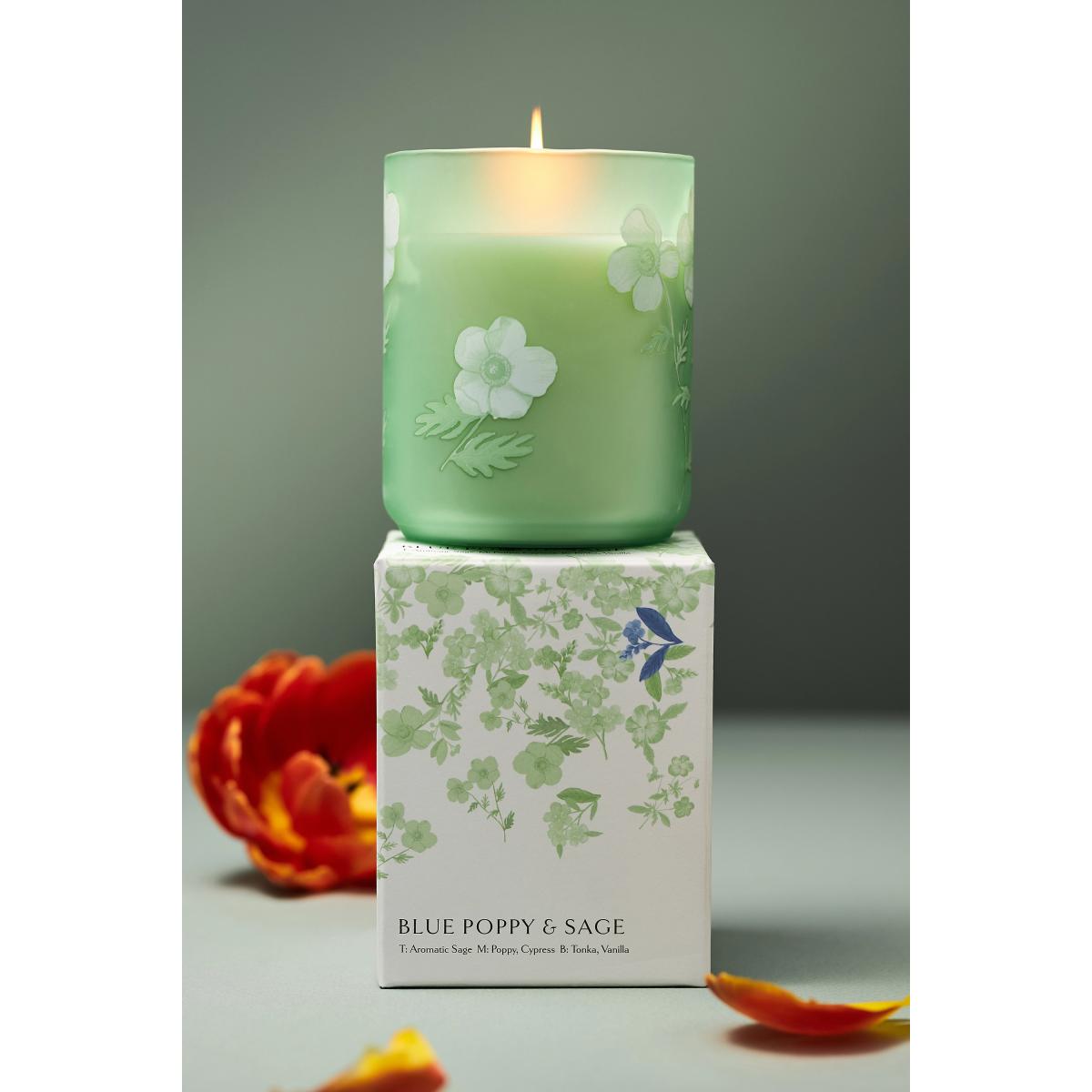Eloise Floral Blue Poppy & Sage Floral Glass Candle – image 3