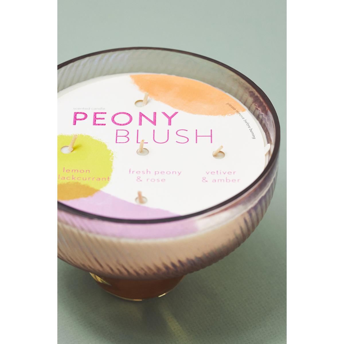 Pedestal Floral Peony Blush Glass Candle – image 2