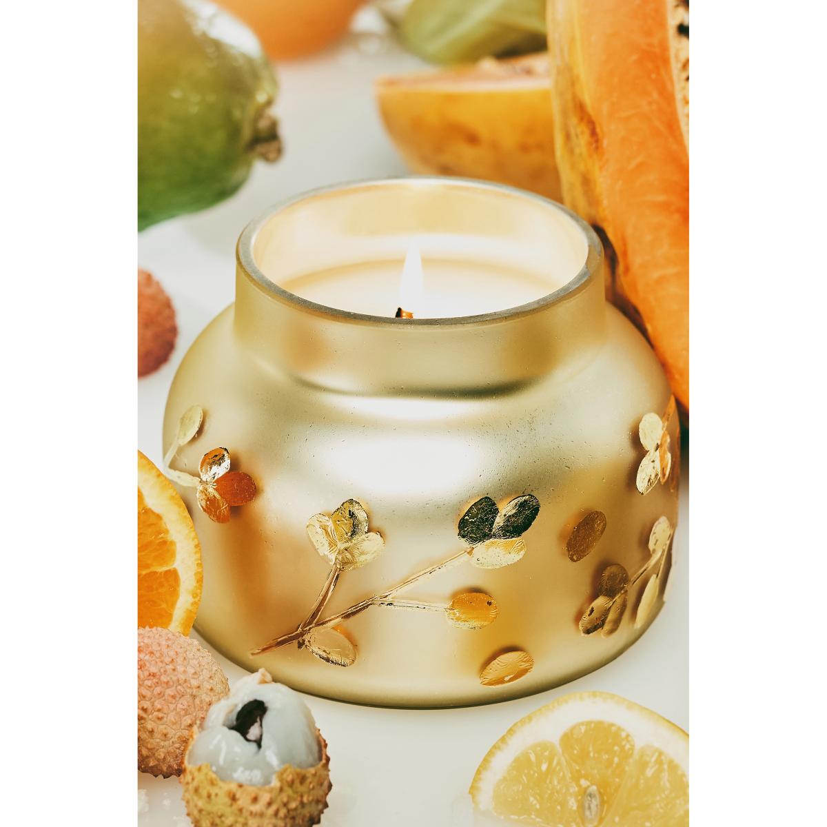 Capri Blue Volcano Gold Leaf Glass Candle – image 2