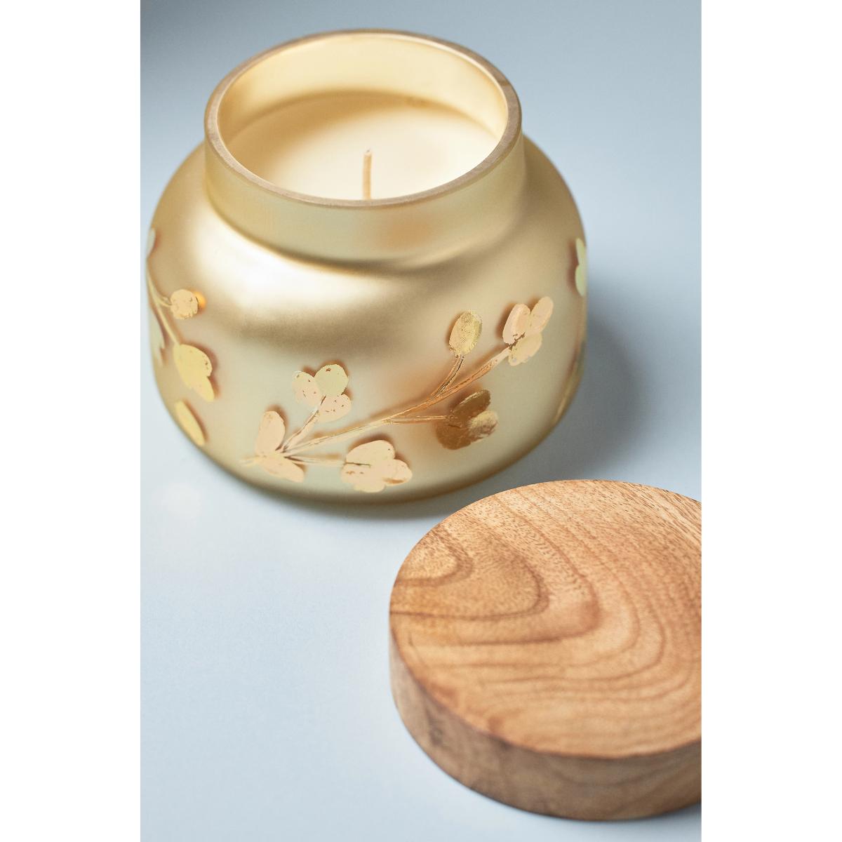 Capri Blue Volcano Gold Leaf Glass Candle – image 3