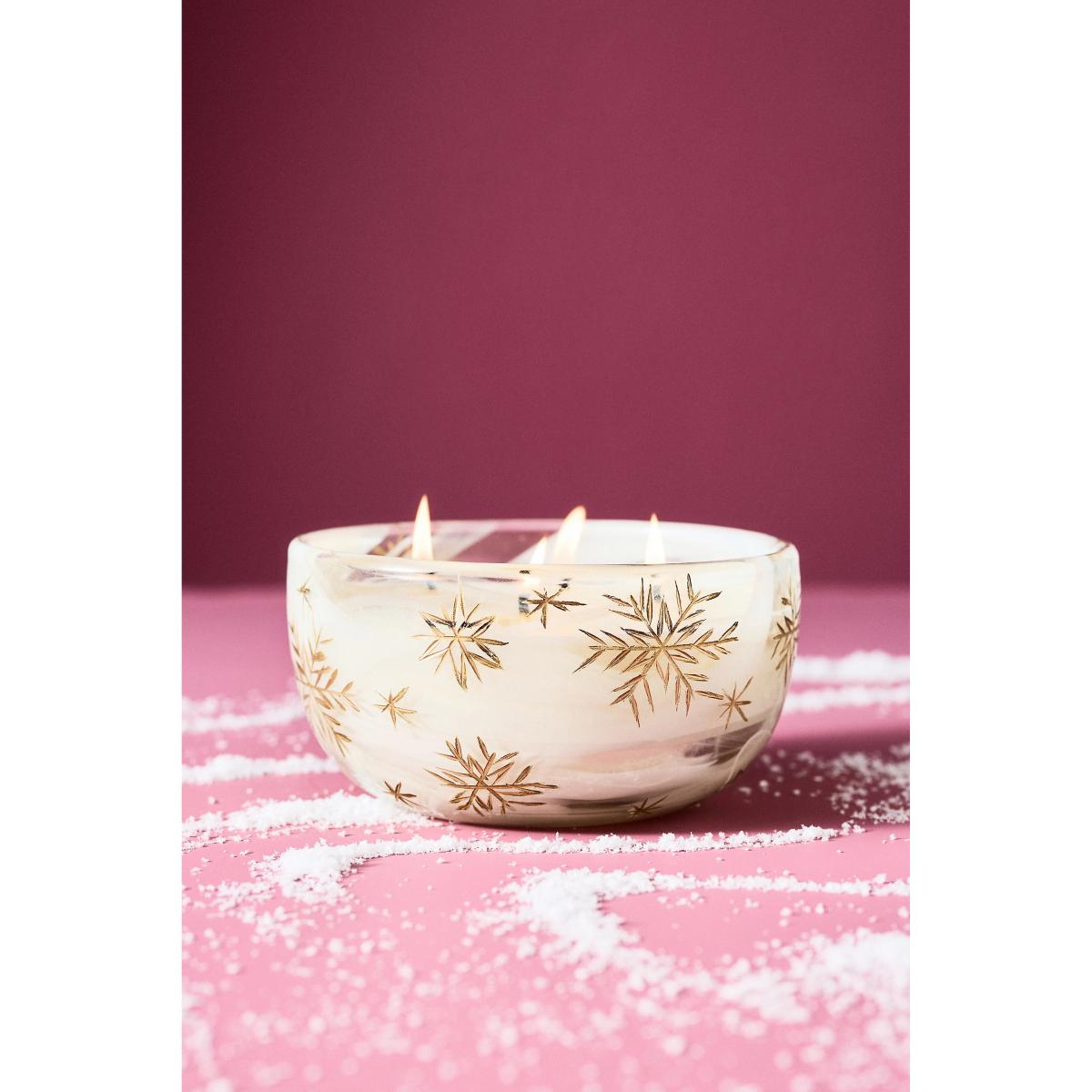Etched Snowfall Woody Fresh Balsam & Cedarwood Glass Candle – image 2