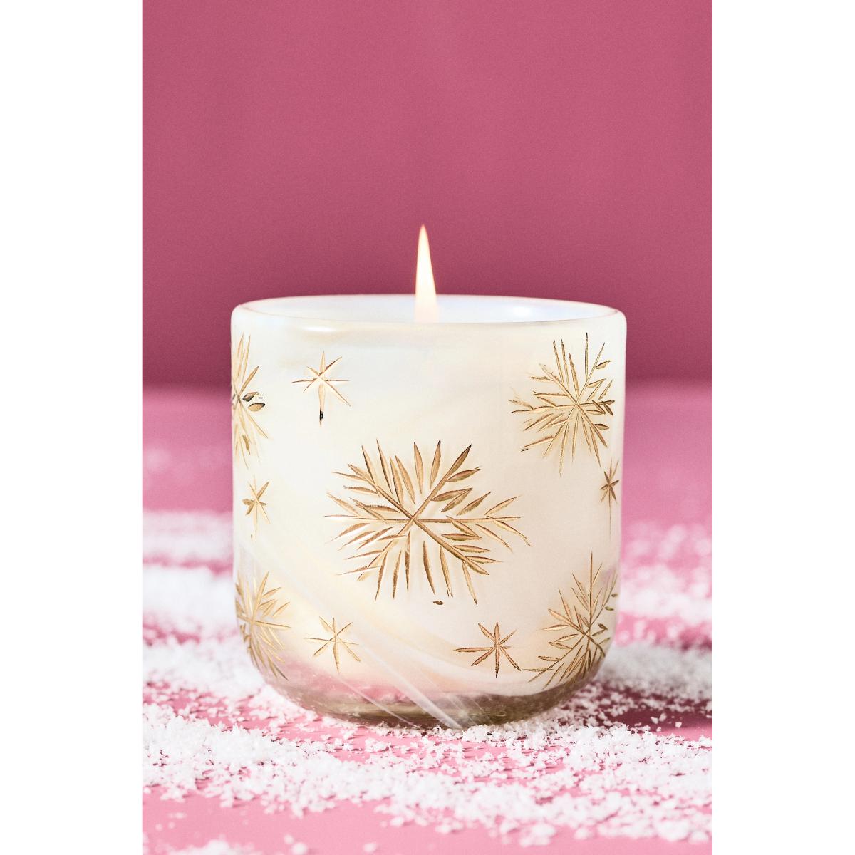 Etched Snowfall Woody Fresh Balsam & Cedarwood Glass Candle – image 4
