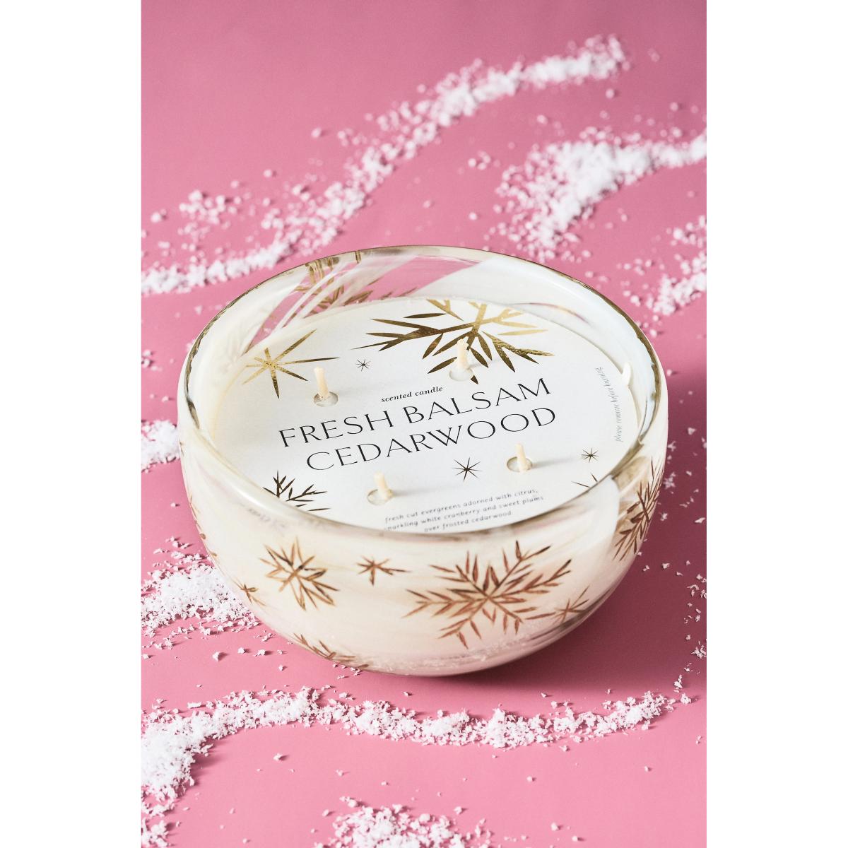 Etched Snowfall Woody Fresh Balsam & Cedarwood Glass Candle – image 5