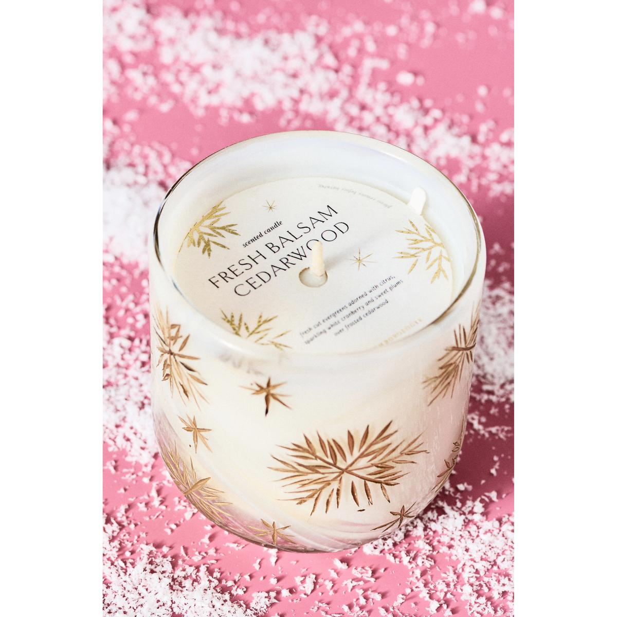 Etched Snowfall Woody Fresh Balsam & Cedarwood Glass Candle – image 7