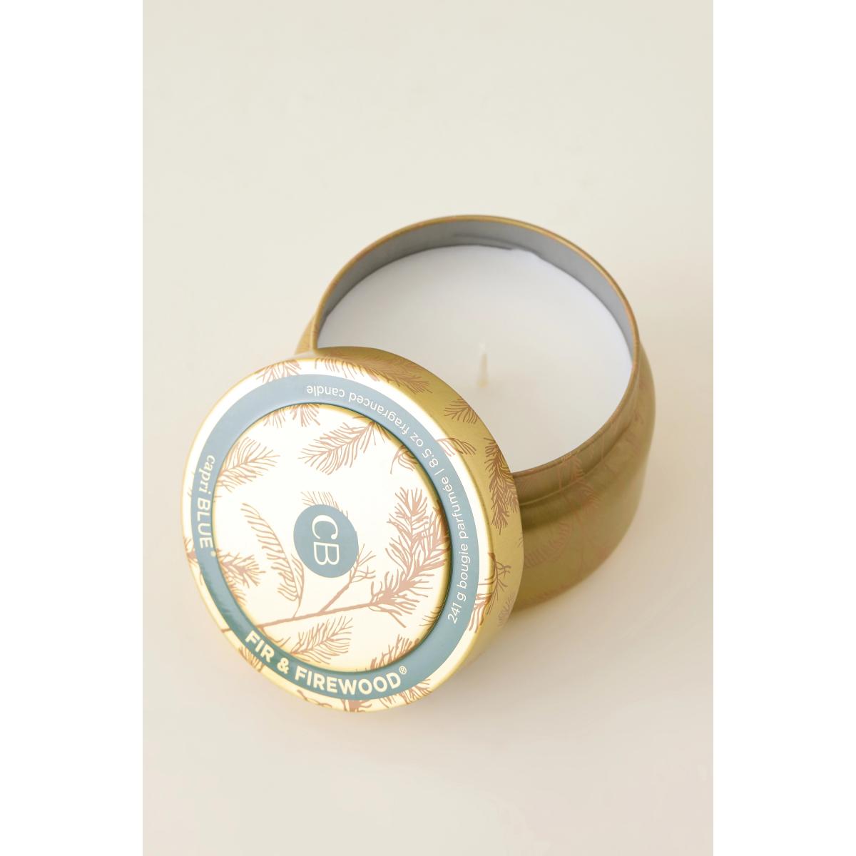 Capri Blue Woody Fir & Firewood Tin Candle – image 2