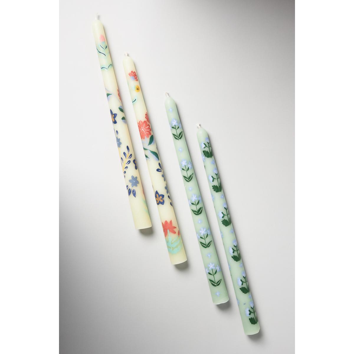 Franny Handpainted Taper Candles, Set of 2 – image 2
