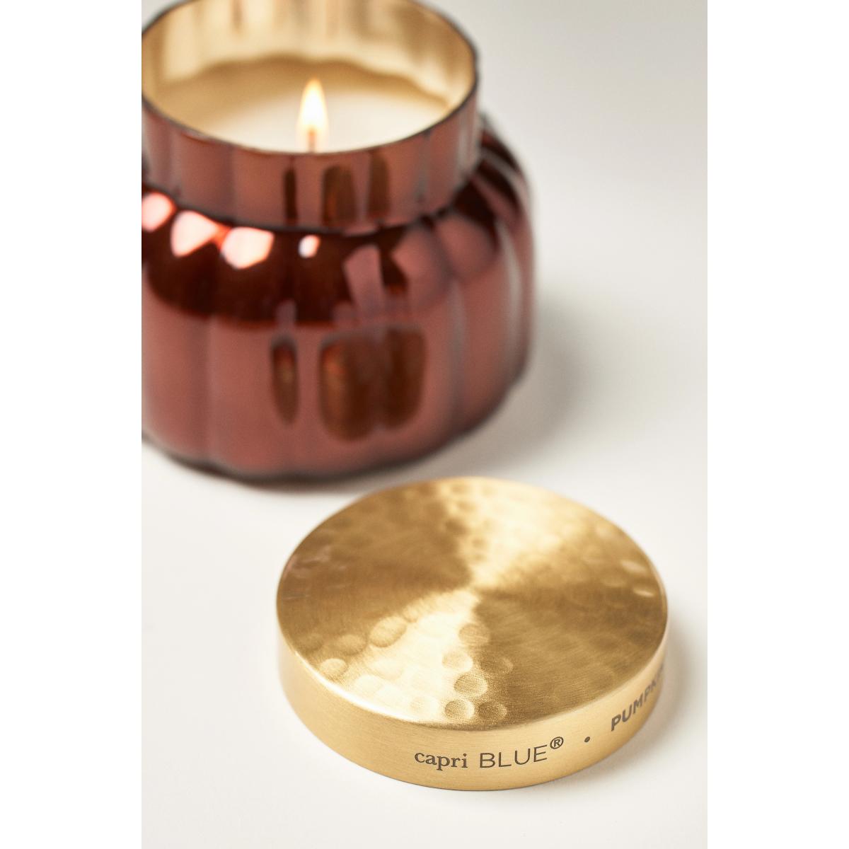 Capri Blue Pumpkin Clove Brown Ribbed Glass Candle – image 2
