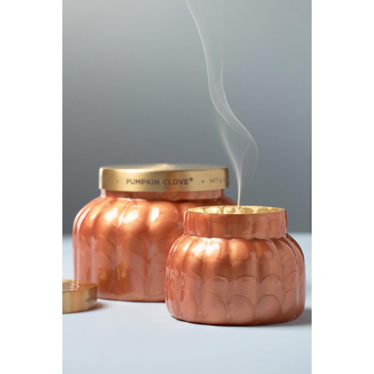 Capri Blue Pumpkin Clove Ribbed Orange Capiz Jar Candle – image 2