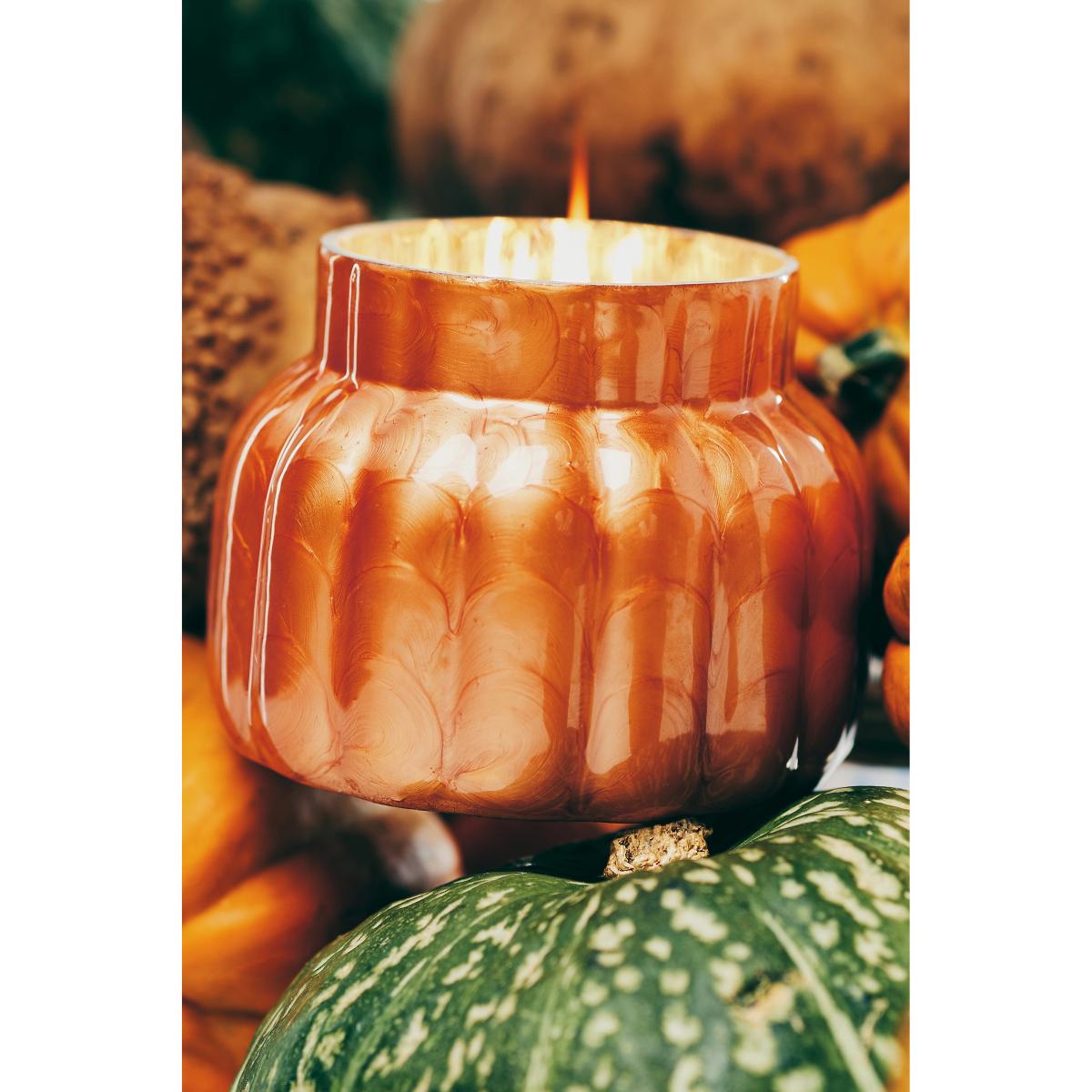 Capri Blue Pumpkin Clove Ribbed Orange Capiz Jar Candle – image 6