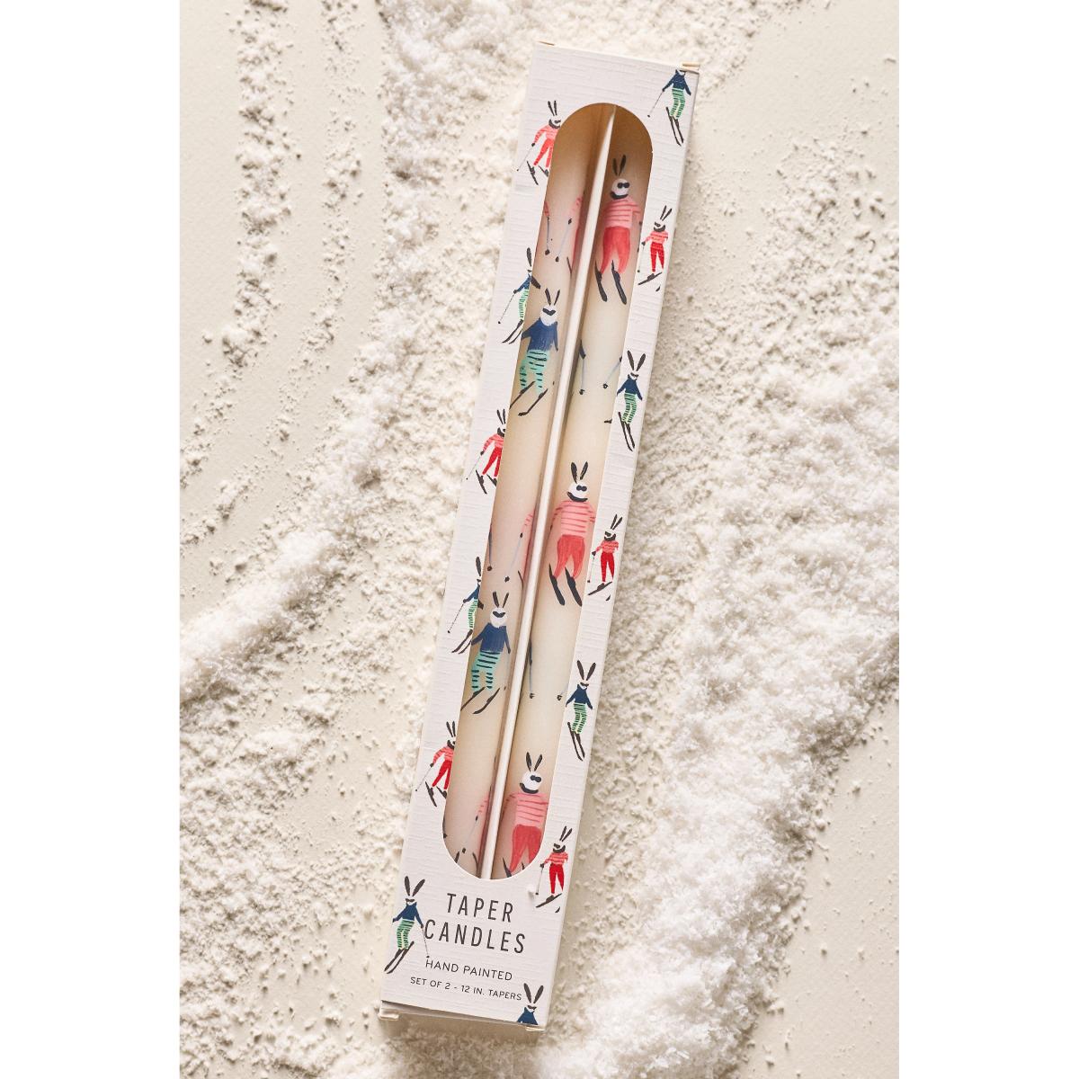 Festive Handpainted Taper Candles, Set of 2 – image 2