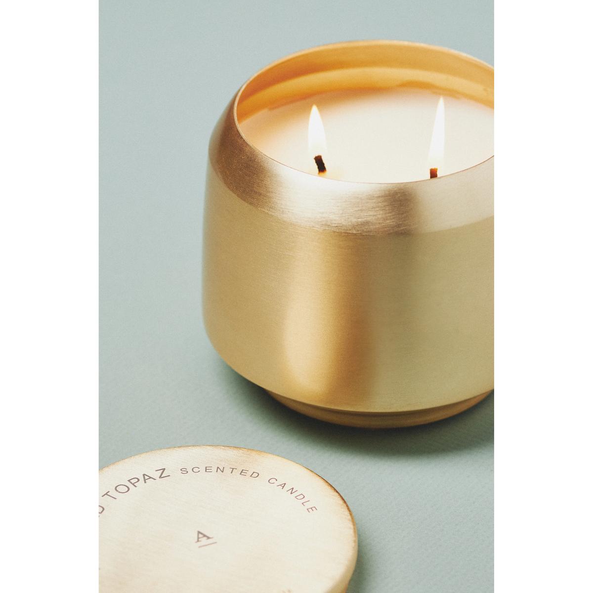 By Anthropologie Ambered Topaz Mini Metal Jar Candle – image 3