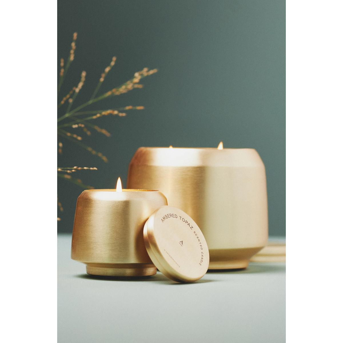 By Anthropologie Ambered Topaz Mini Metal Jar Candle – image 4
