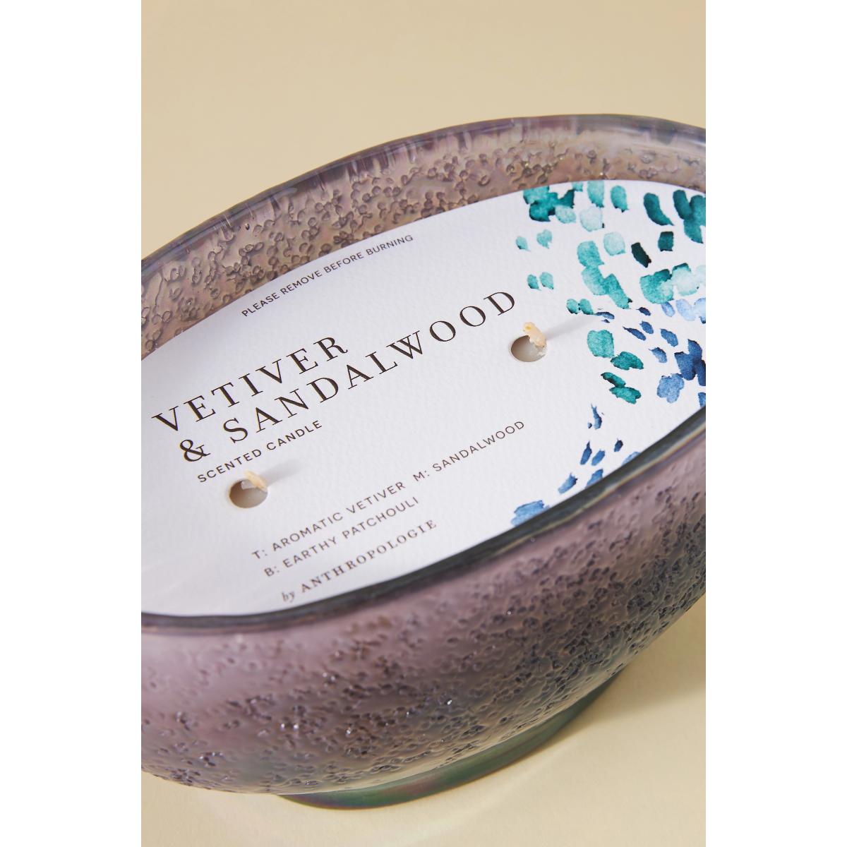 Asha Fresh Vetiver & Sandalwood Glass Candle – image 3