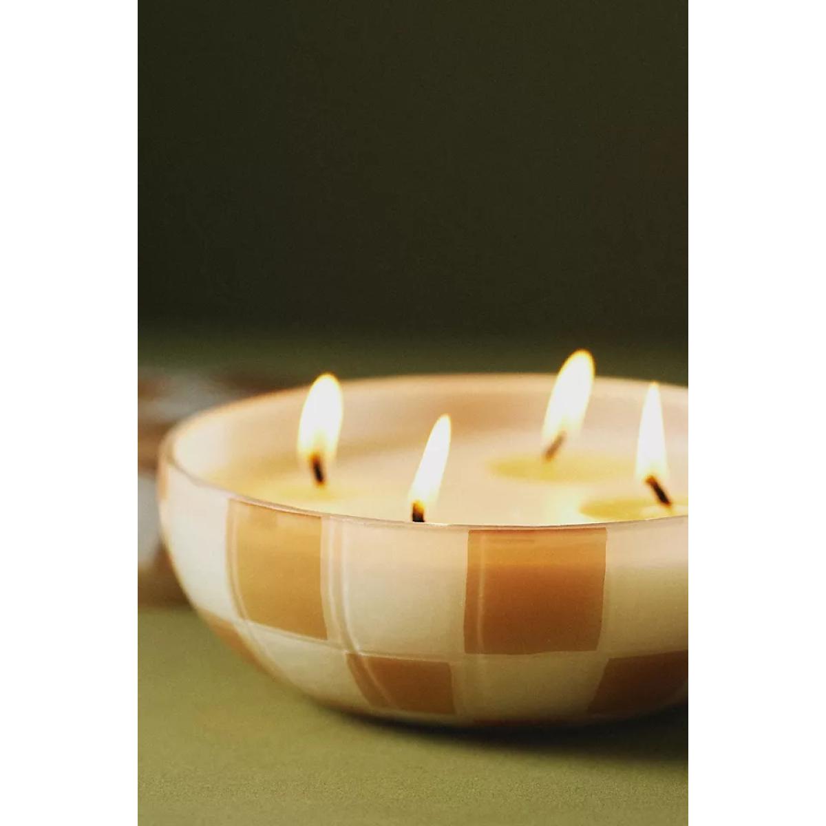 Reese Woody Golden Amber & Pine Checkered Glass Candle – image 3