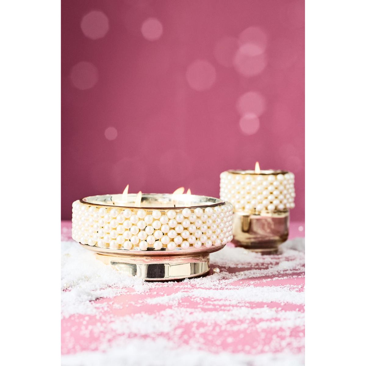 Pearled Cuff Woody Crisp Cedar Glass Pedestal Candle – image 2