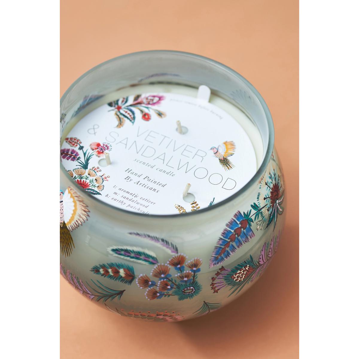 Saraban Fresh Vetiver & Sandalwood Hand-Painted Glass Candle – image 2