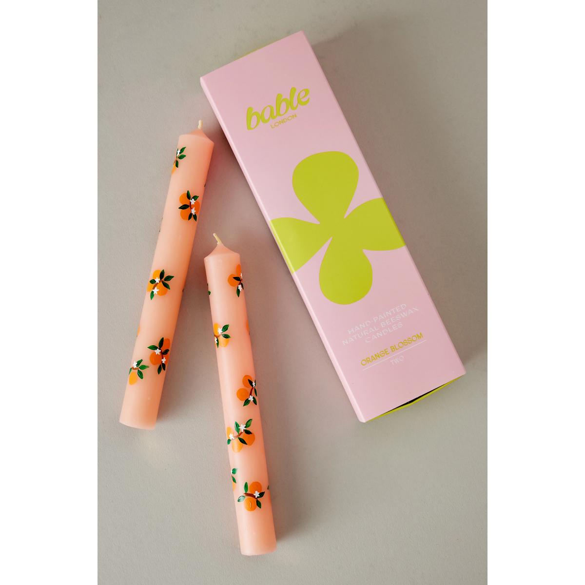 Bable London Hand-Painted Orange Taper Candles, Set of 2 – image 2