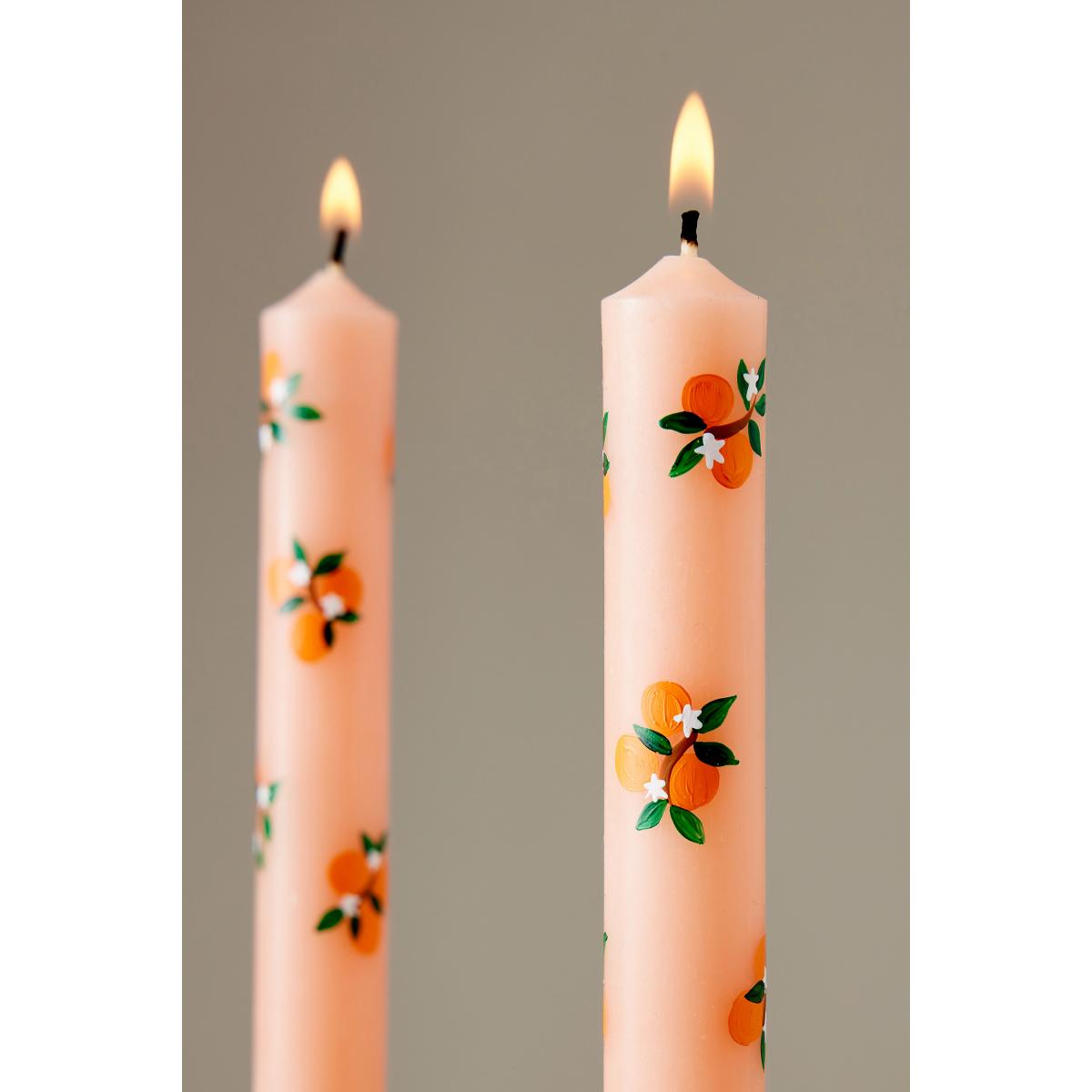 Bable London Hand-Painted Orange Taper Candles, Set of 2 – image 3