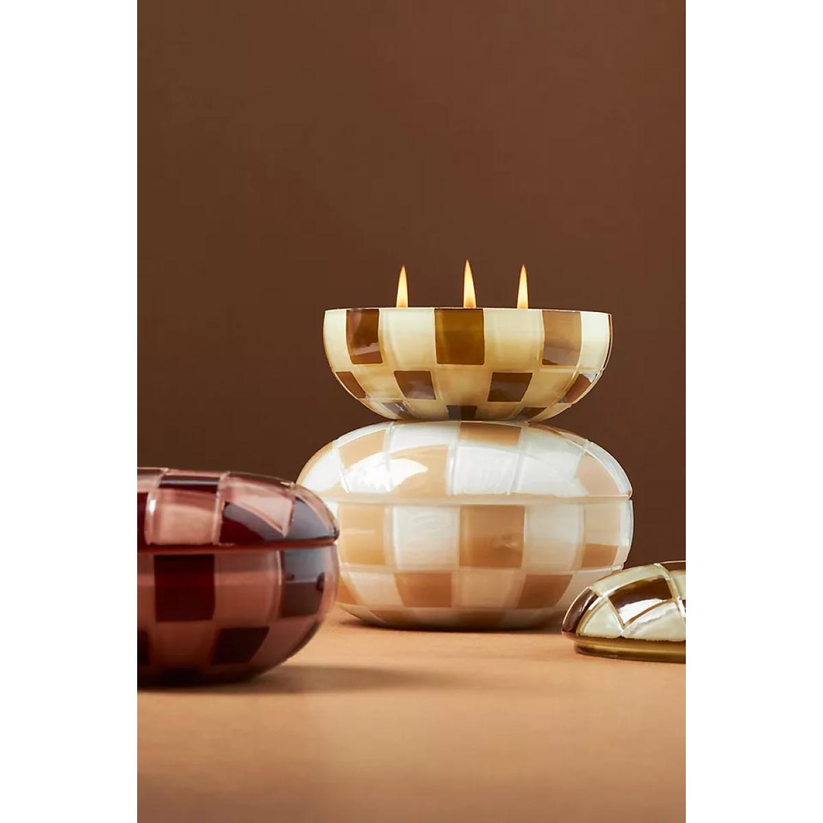 Reese Fruity Pomegranate Cider Checkered Glass Candle – image 2