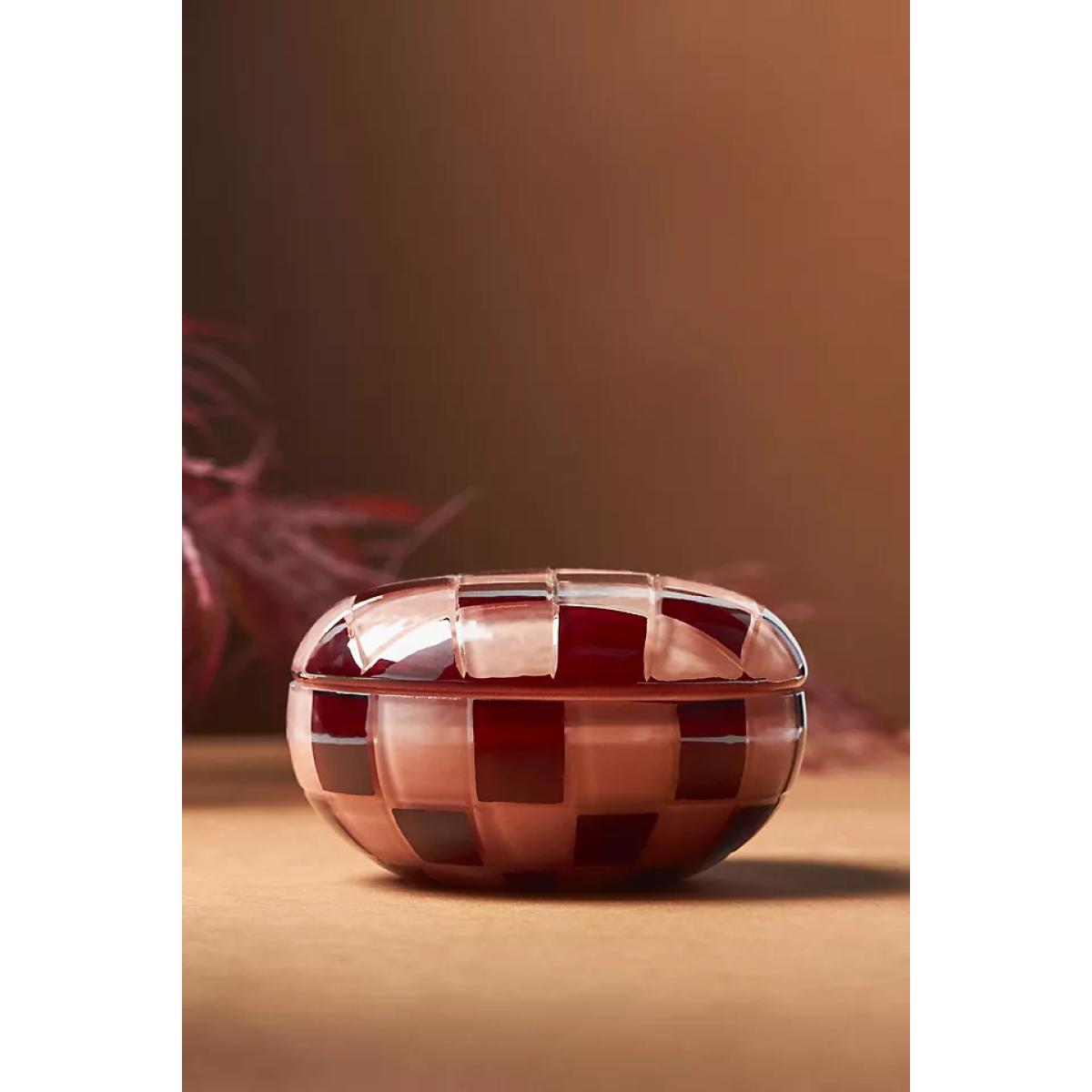 Reese Fruity Pomegranate Cider Checkered Glass Candle – image 3
