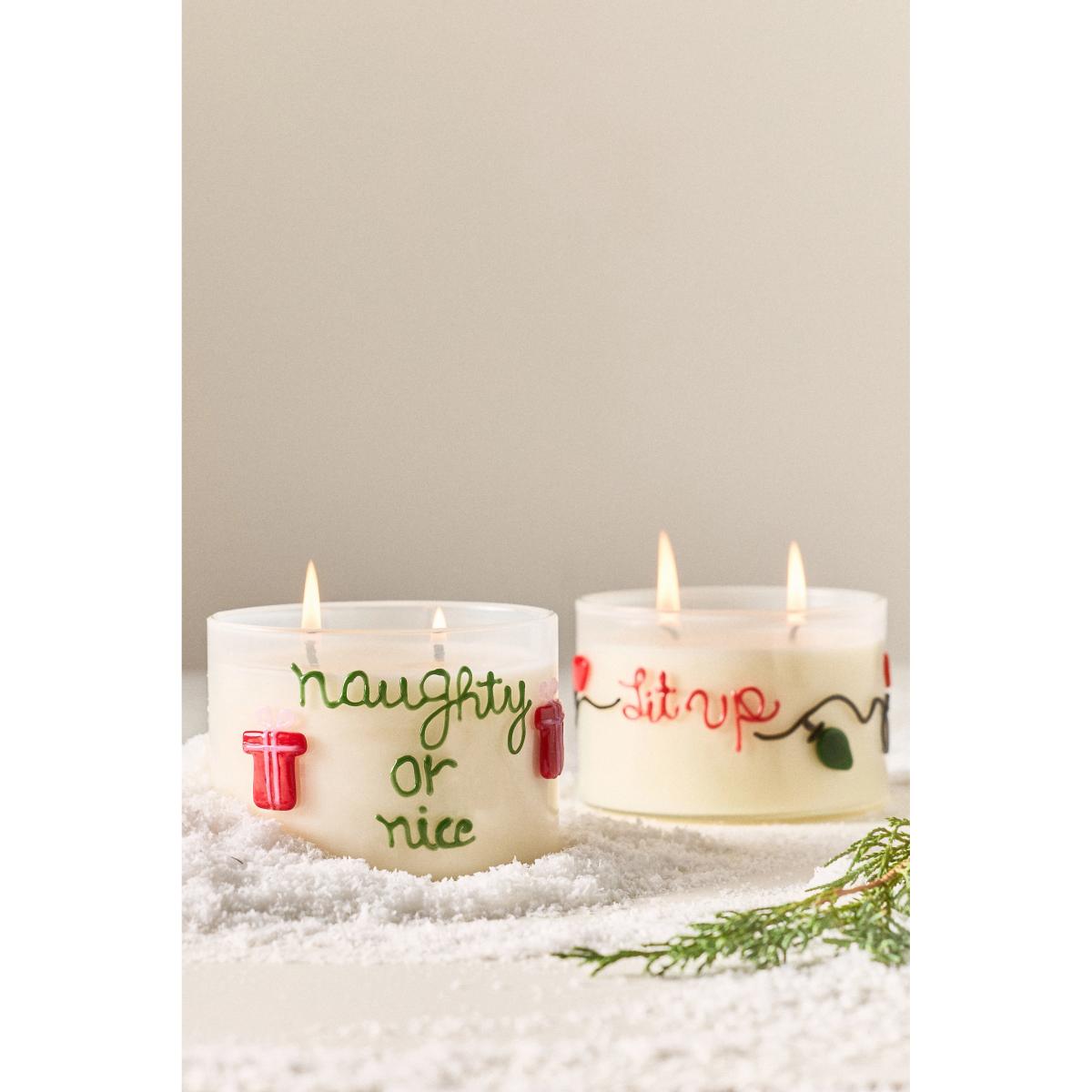 Festive Notes Lit Up Woody Fresh Balsam & Cedarwood Glass Candle – image 2