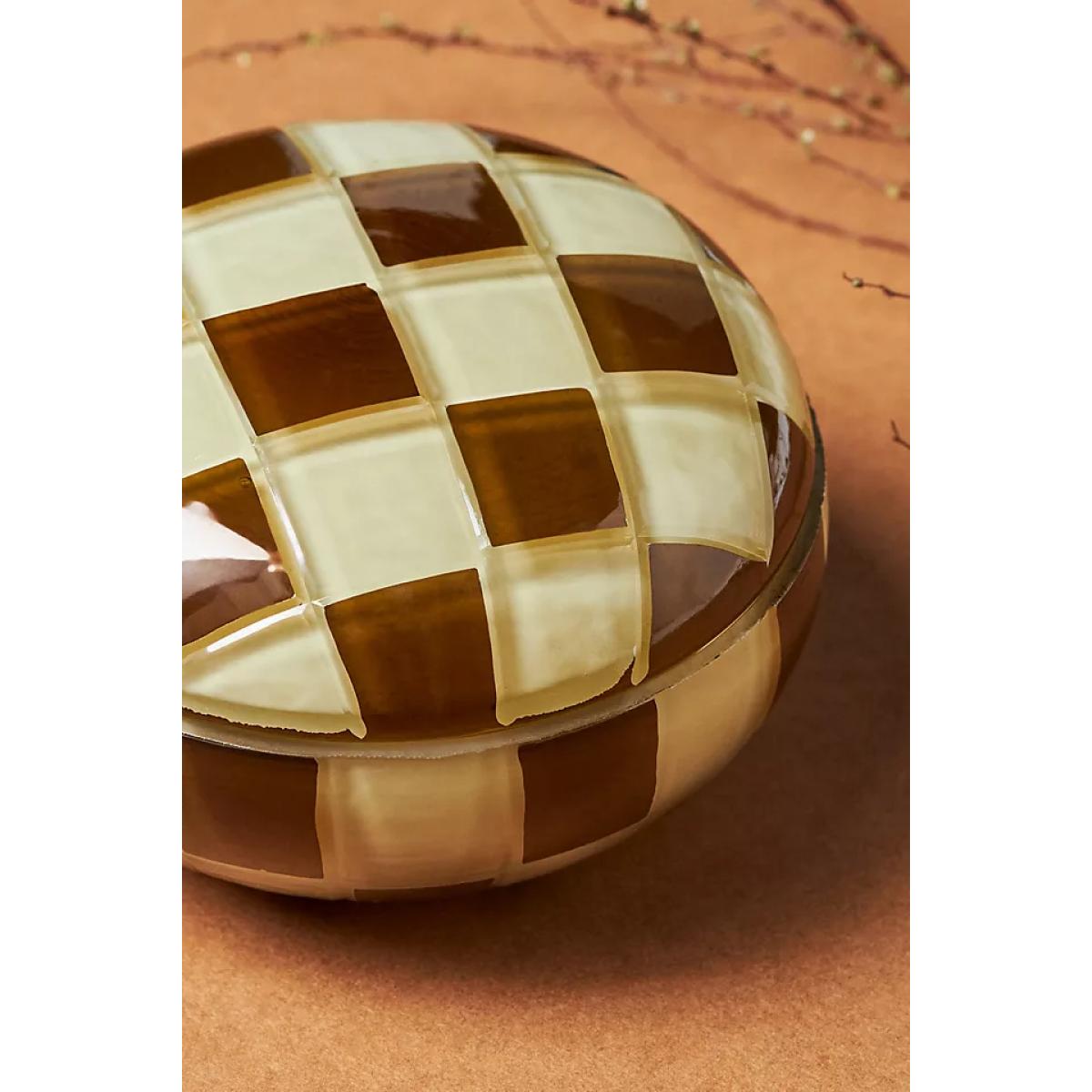 Reese Woody Cedar Leaf & Oak Checkered Glass Candle – image 3