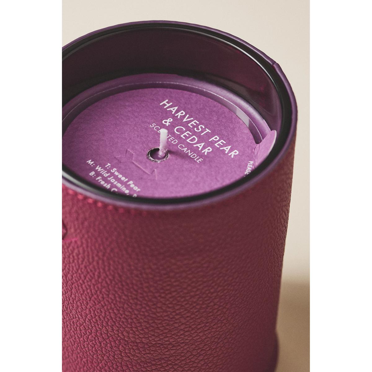 Icon Embossed Fruity Harvest Pear & Cedar Glass Candle – image 3