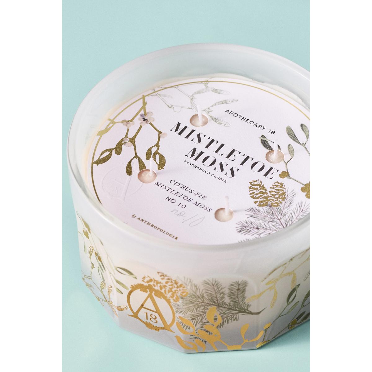Apothecary 18 Fresh Mistletoe & Moss Low Wide Glass Candle – image 2