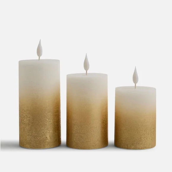 Set of 3 Ombre LED Pillar Candles – image 3