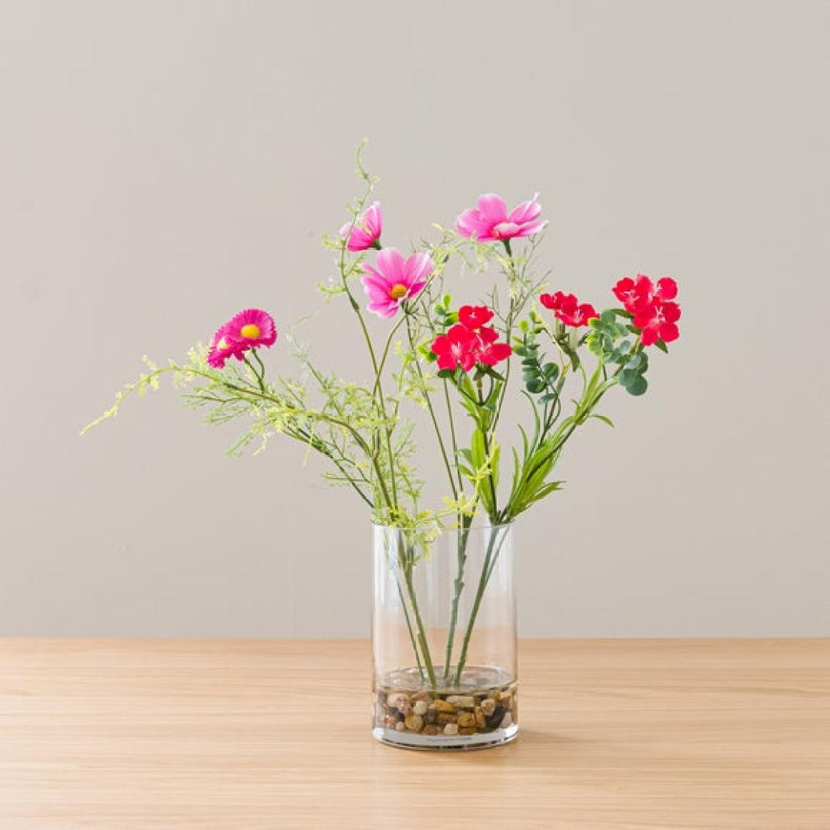Artificial Wildflower Bouquet in Vase & Wild Rhubarb Candle Gift Set – image 2
