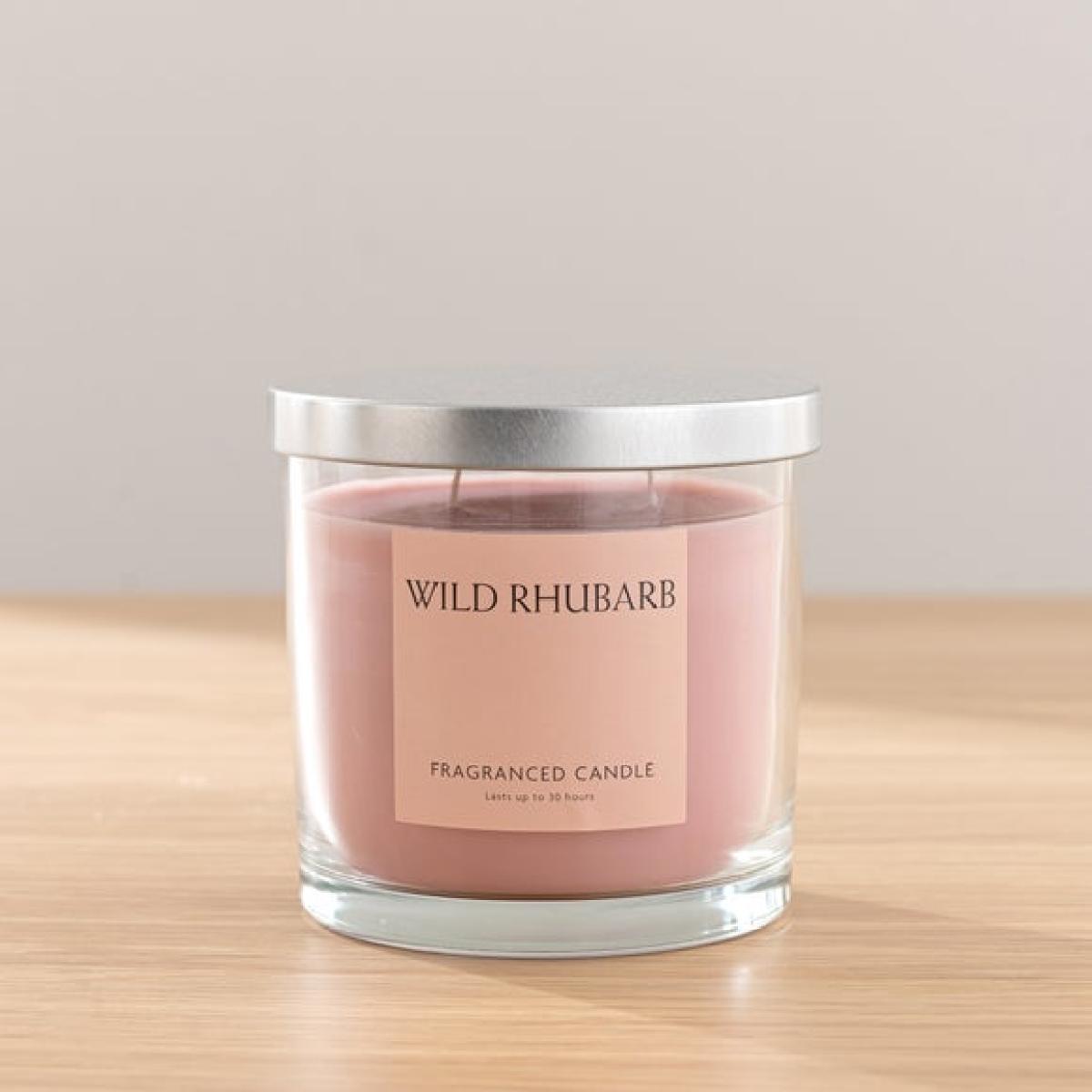 Artificial Wildflower Bouquet in Vase & Wild Rhubarb Candle Gift Set – image 3
