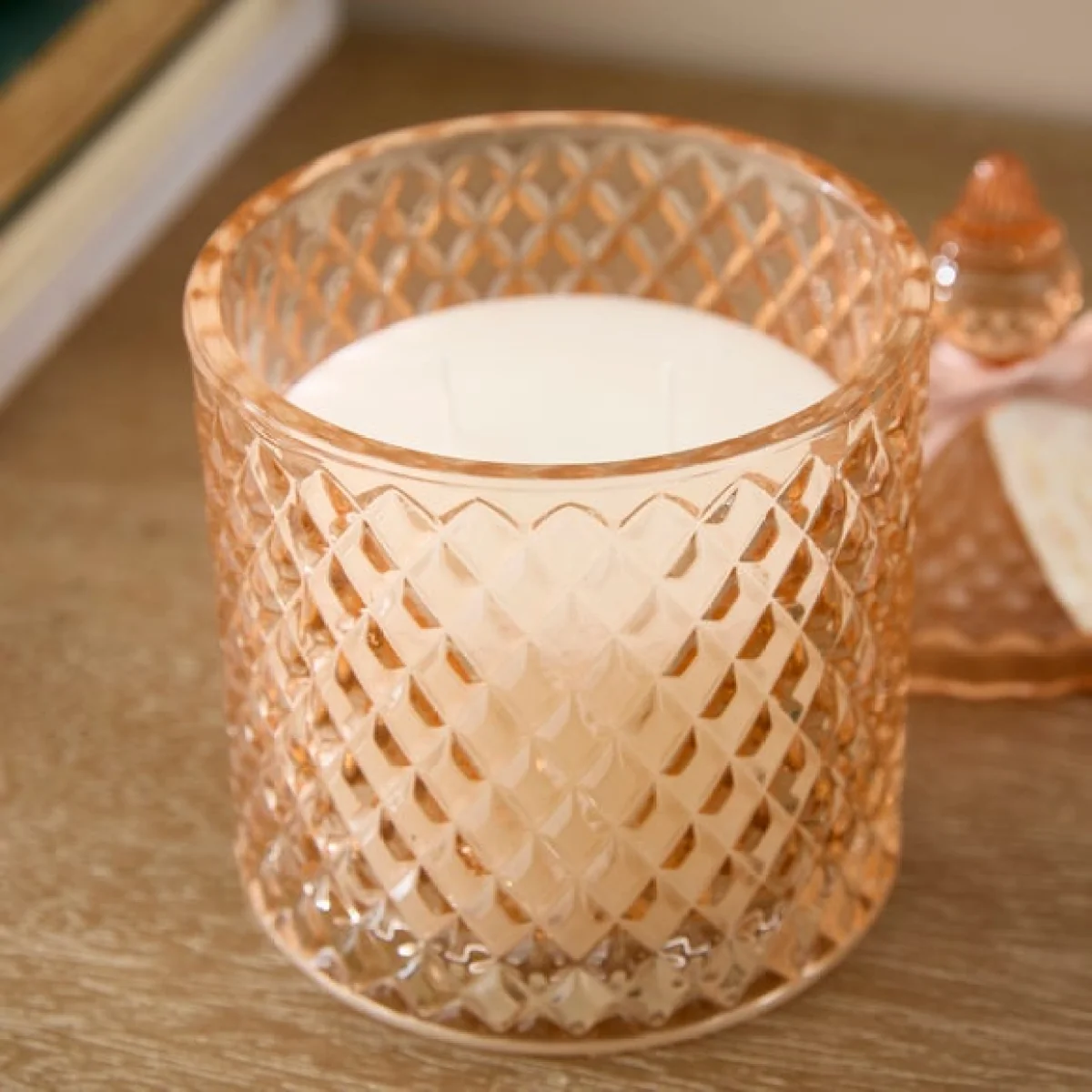 Jasmine & Waterlily Pressed Glass Multi Wick Candle – image 2