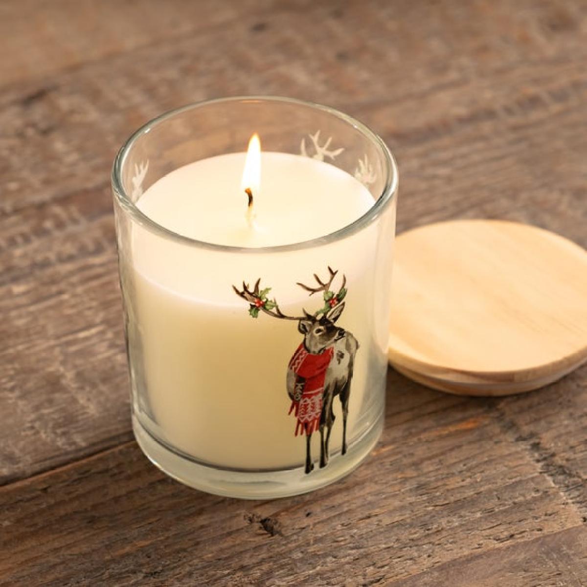 Christmas Stag Linen Candle – image 2