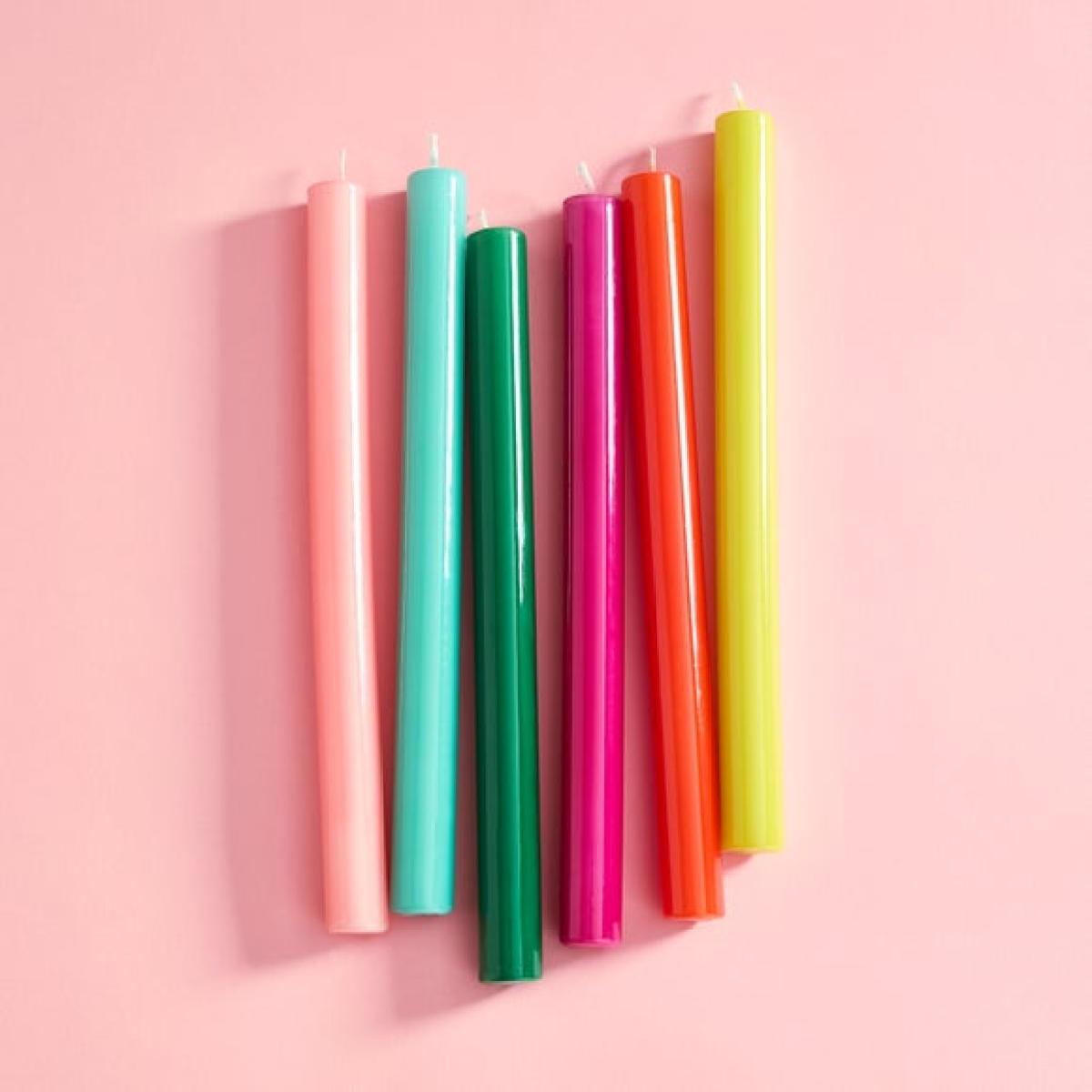 Sophie Robinson Set of 6 Colourful Taper Candles – image 2