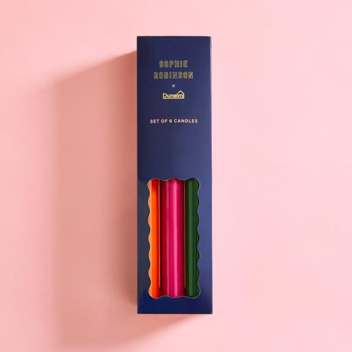Sophie Robinson Set of 6 Colourful Taper Candles – image 3