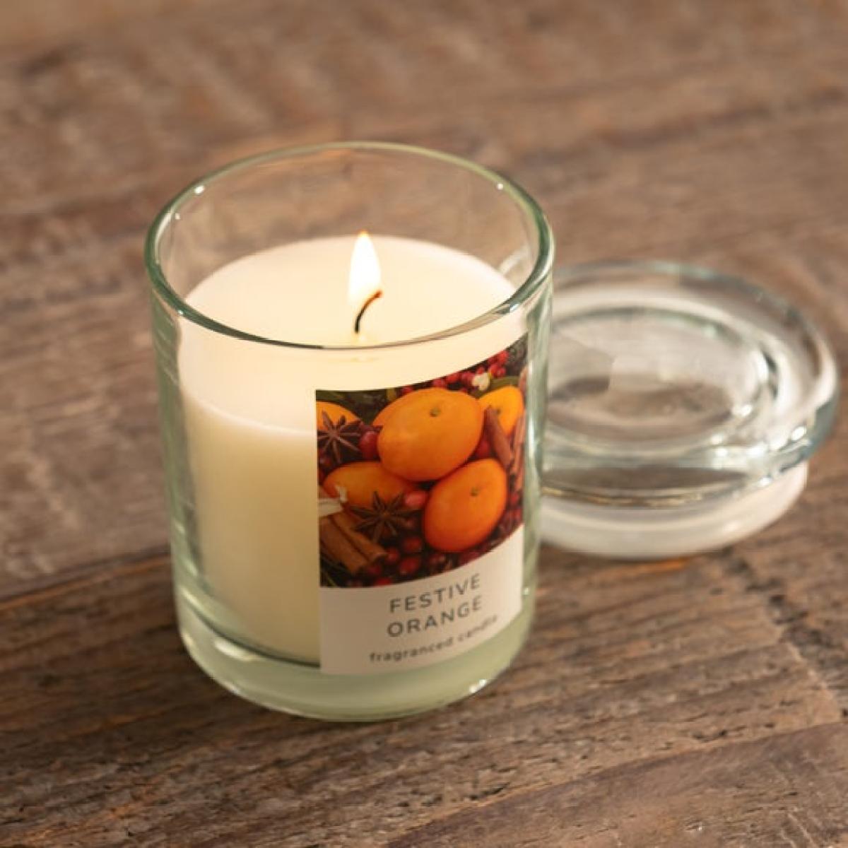 Festive Orange Jar Candle – image 3