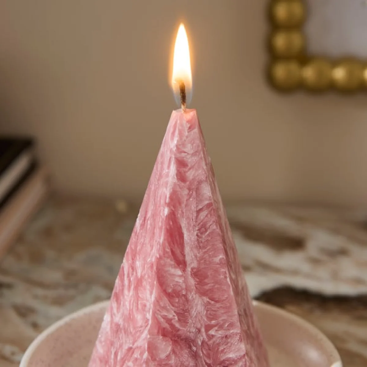 Midnight Zodiac Unscented Pyramid Shaped Marbled Candle – image 2