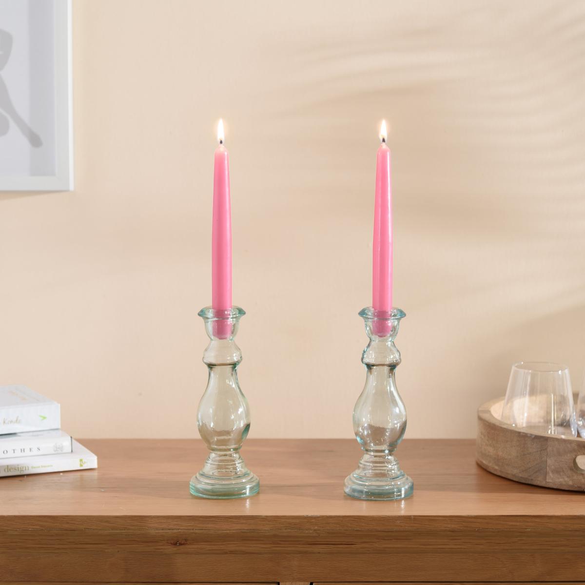Coloured Taper Candles Pink – image 2