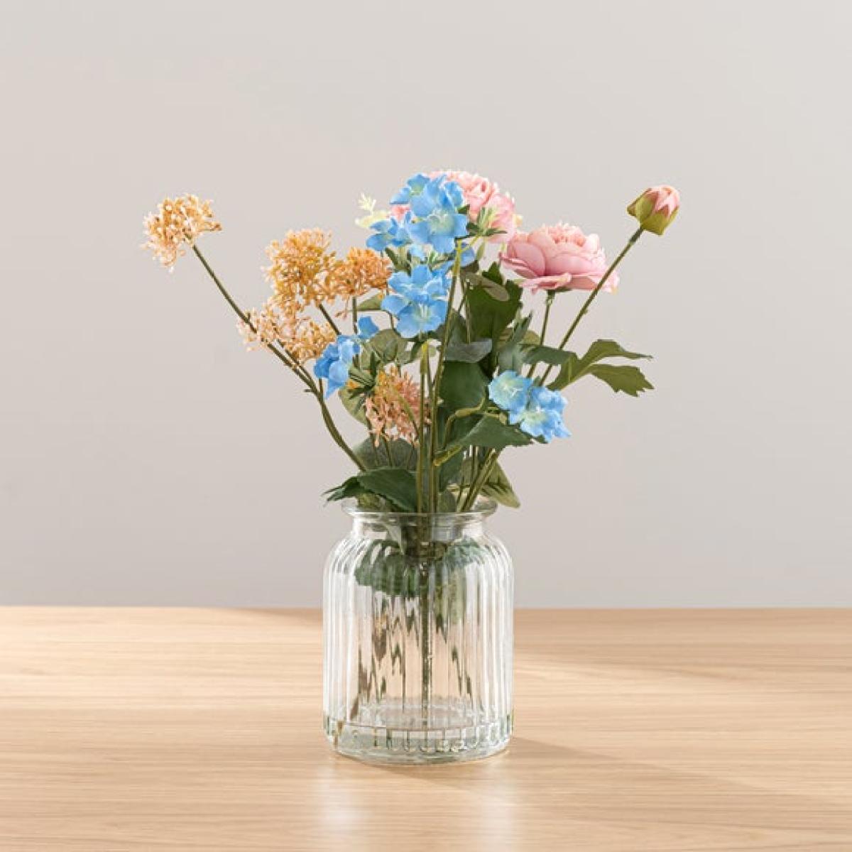 Artificial Ranunculus Bouquet in Vase & Sweet Jasmine Candle Gift Set – image 2