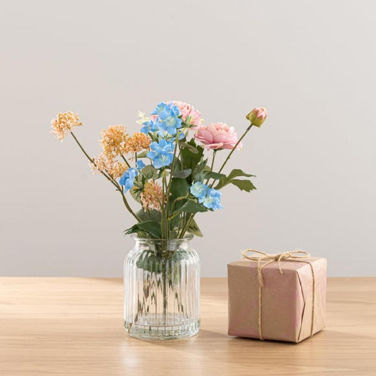 Artificial Ranunculus Bouquet in Vase & Sweet Jasmine Candle Gift Set – image 4