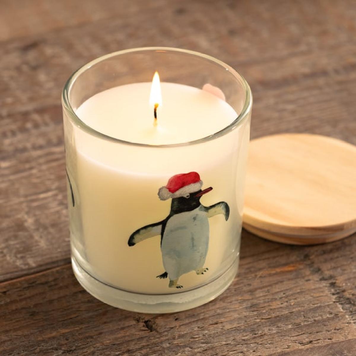 Christmas Penguin Linen Candle – image 2
