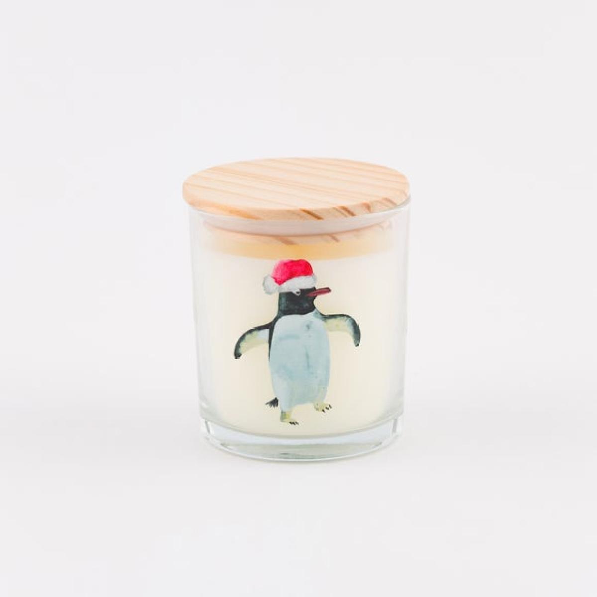 Christmas Penguin Linen Candle – image 3
