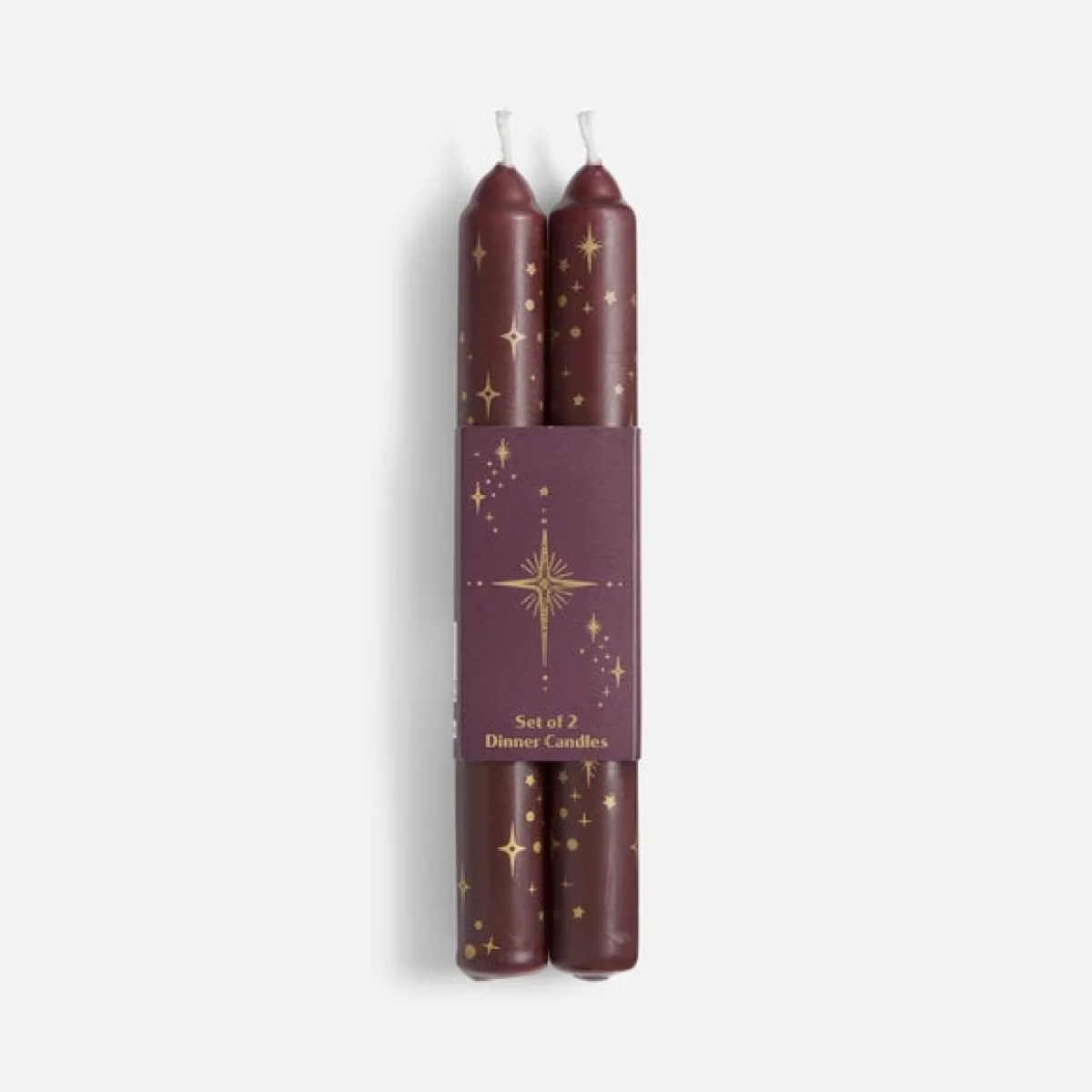 Set of 2 Burgundy & Gold Celestial Taper Candles – image 3