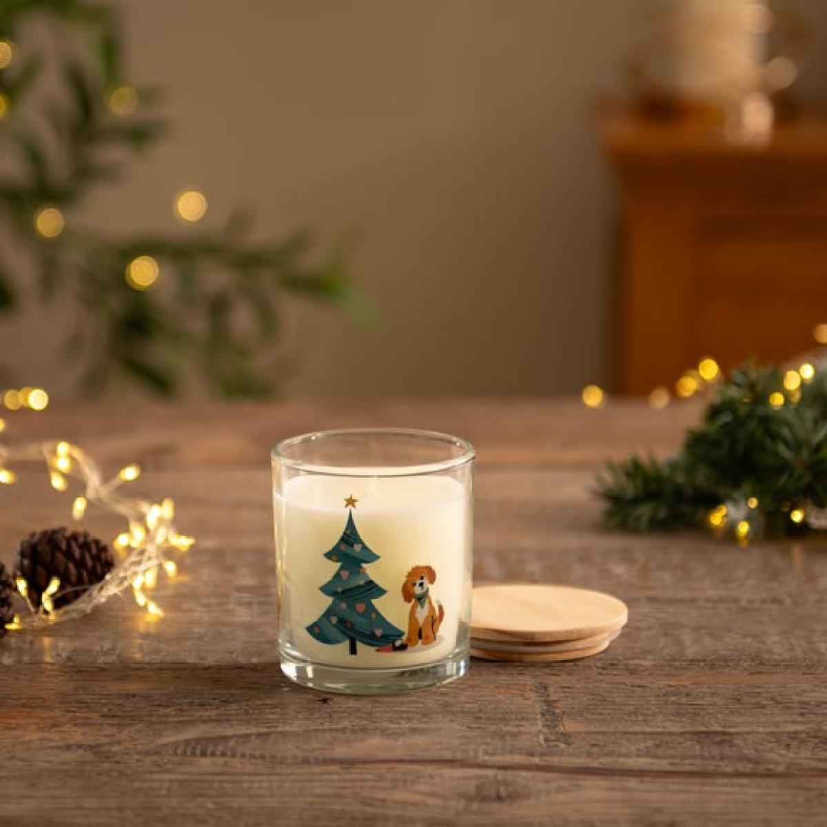 Christmas Dogs Linen Candle – image 2