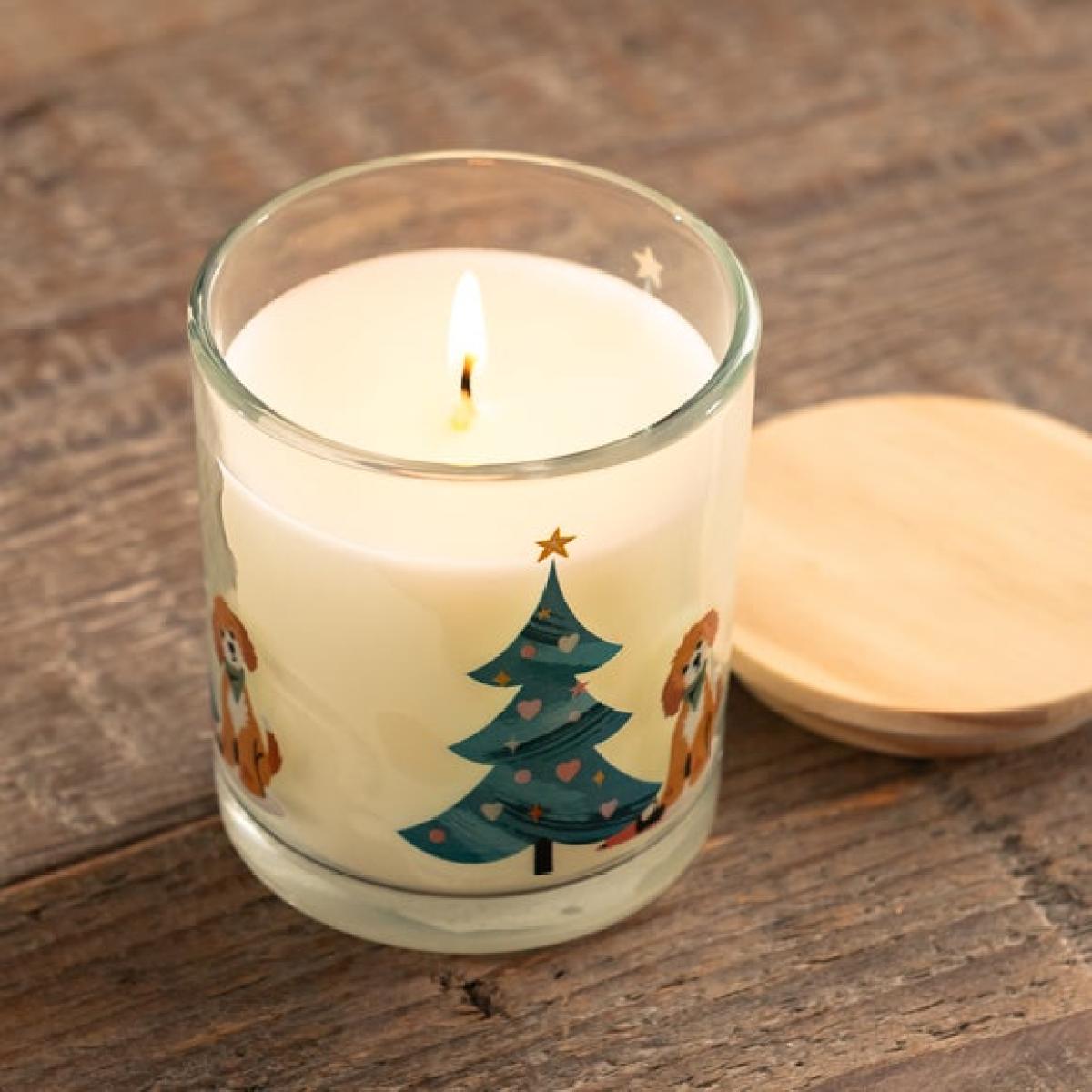 Christmas Dogs Linen Candle – image 3