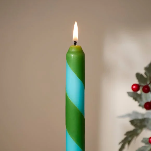 Set of 2 Stripe Taper Candles – image 2