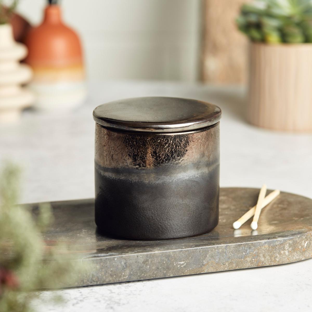 Zesty Lemons Kiln Graphite Copper Activated Charcoal & Matcha Candle Black – image 2
